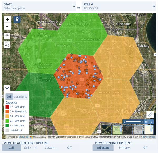 Screenshot of the uBAT map at the cell level.