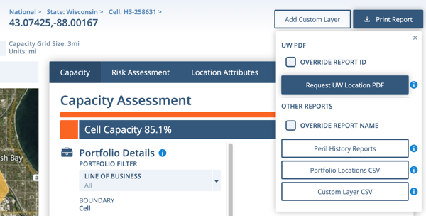 Screenshot of uBAT Reports menu